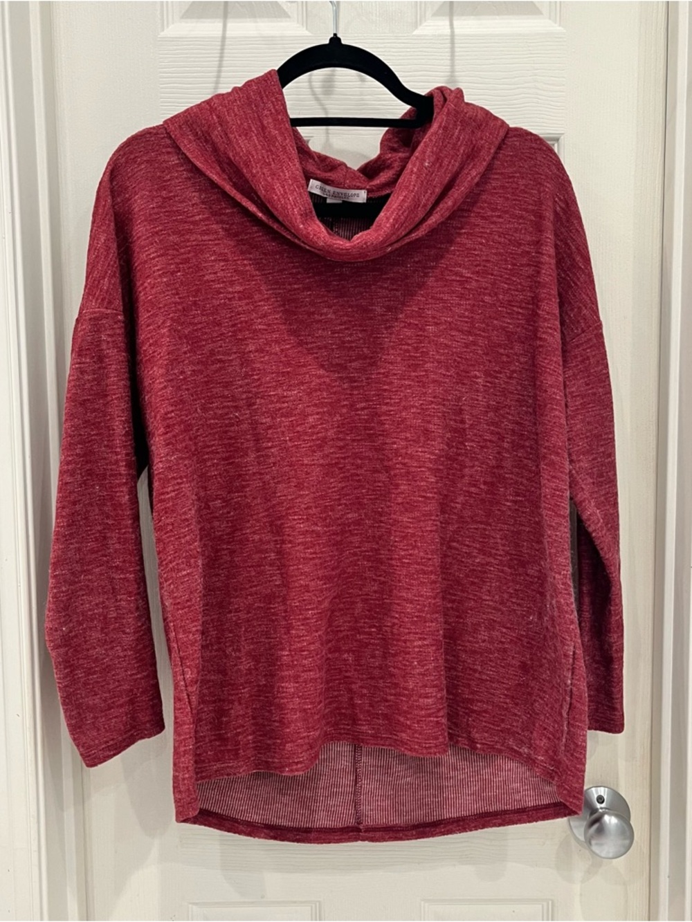 Green Envelope Cowl Neck Sweater // L